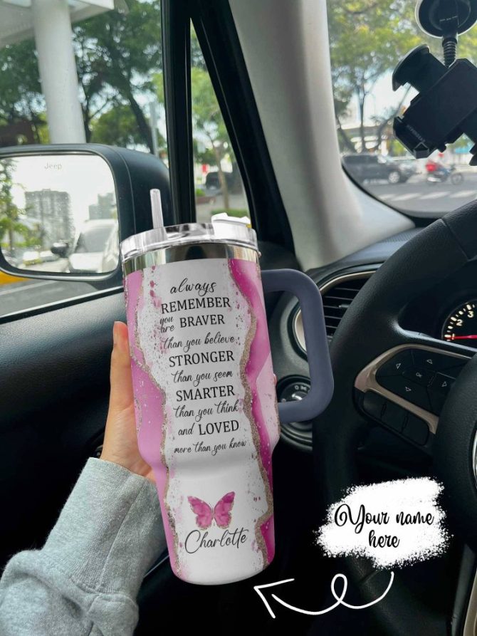 Butterfly Custom Stanley Quencher 40Oz Stainless Steel Tumbler With Handle - Image 3