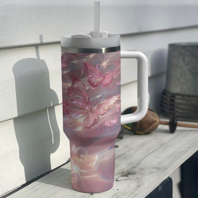 Butterfly Custom Stanley Quencher 40Oz Stainless Steel Tumbler With Handle - Image 8