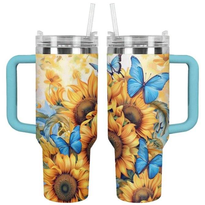 Butterfly Custom Stanley Quencher 40Oz Stainless Steel Tumbler With Handle - Image 9