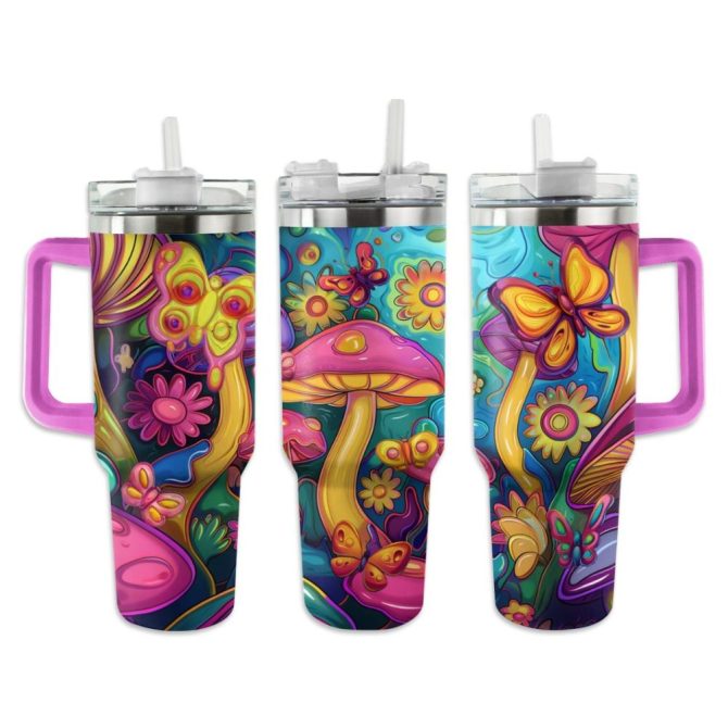 Butterfly Custom Stanley Quencher 40Oz Stainless Steel Tumbler With Handle - Image 2