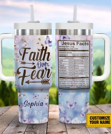 Butterfly Faith Custom Stanley Quencher 40Oz Stainless Steel Tumbler With Handle