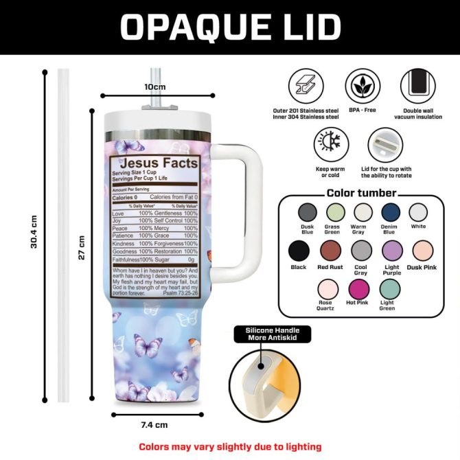 Butterfly Faith Custom Stanley Quencher 40Oz Stainless Steel Tumbler With Handle - Image 8