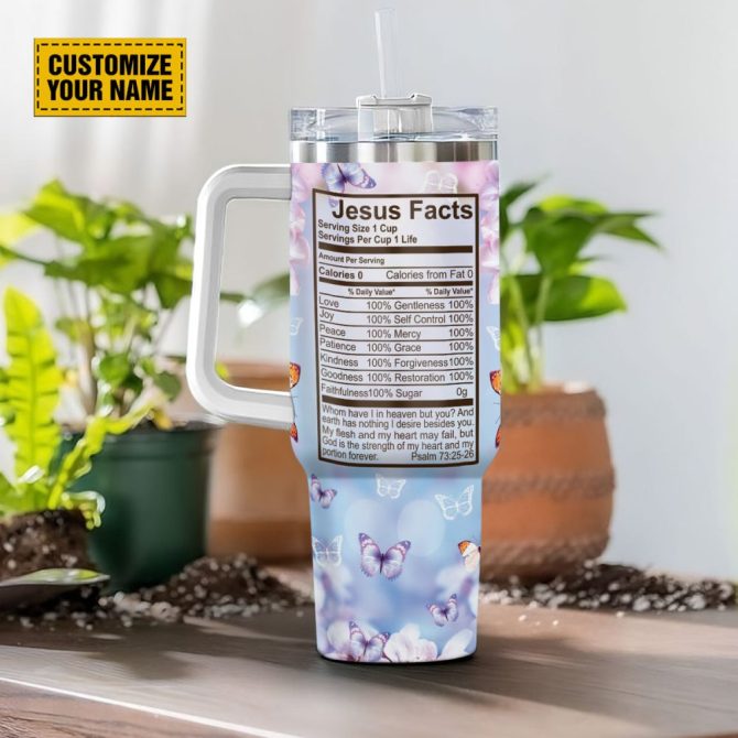 Butterfly Faith Custom Stanley Quencher 40Oz Stainless Steel Tumbler With Handle - Image 3