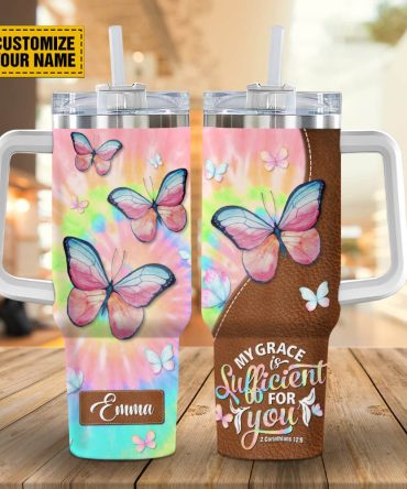 Butterfly Faith Custom Stanley Quencher 40Oz Stainless Steel Tumbler With Handle