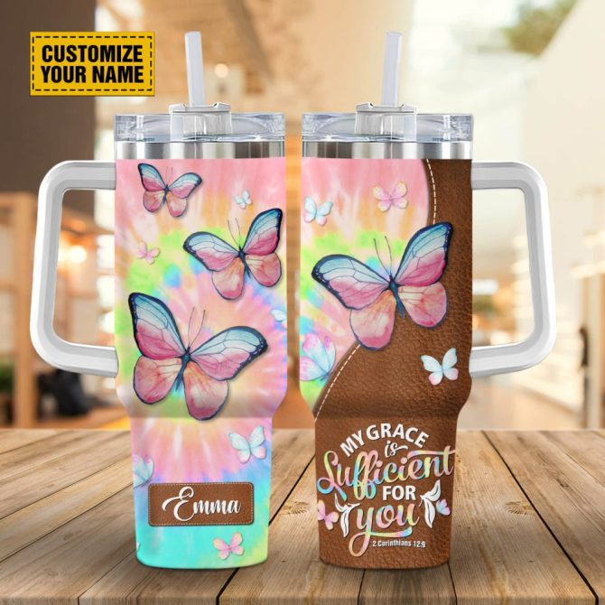 Butterfly Faith Custom Stanley Quencher 40Oz Stainless Steel Tumbler With Handle