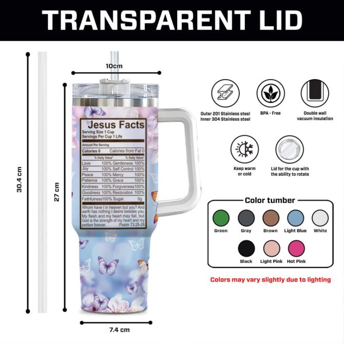 Butterfly Faith Custom Stanley Quencher 40Oz Stainless Steel Tumbler With Handle - Image 9