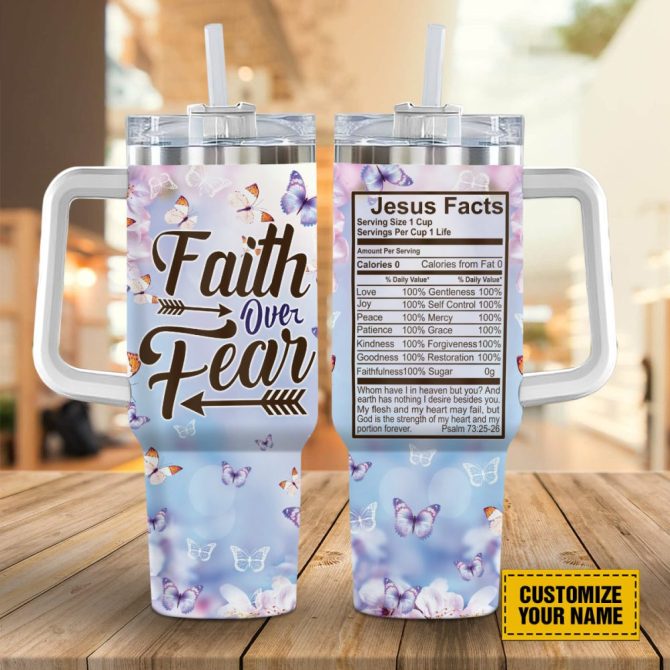Butterfly Faith Custom Stanley Quencher 40Oz Stainless Steel Tumbler With Handle - Image 2