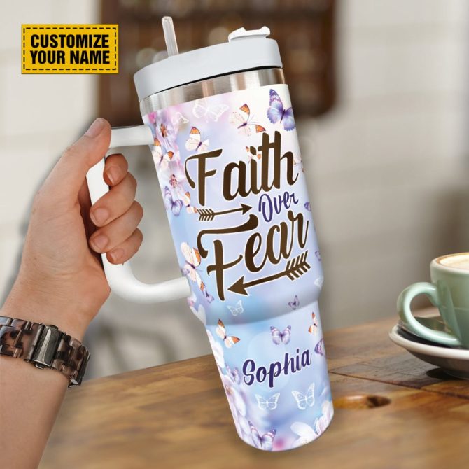 Butterfly Faith Custom Stanley Quencher 40Oz Stainless Steel Tumbler With Handle - Image 4