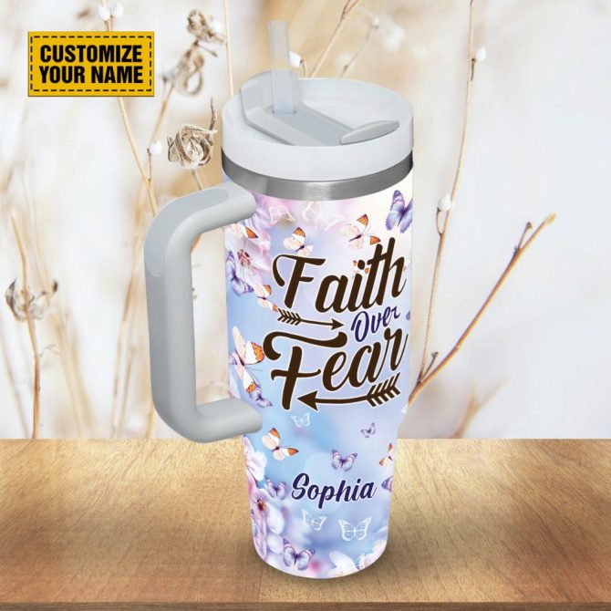 Butterfly Faith Custom Stanley Quencher 40Oz Stainless Steel Tumbler With Handle - Image 5