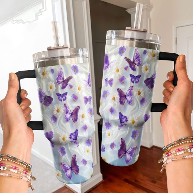 Butterfly Garden Custom Stanley Quencher 40Oz Stainless Steel Tumbler With Handle - Image 4