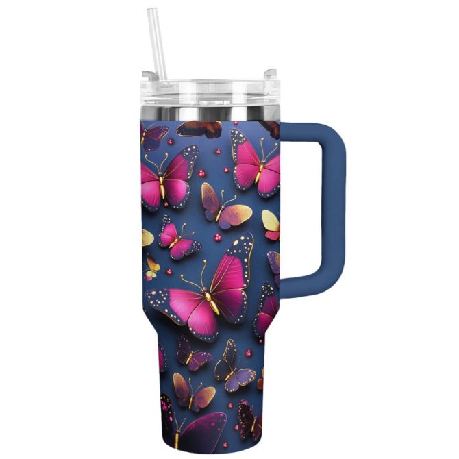 Butterfly Garden Custom Stanley Quencher 40Oz Stainless Steel Tumbler With Handle