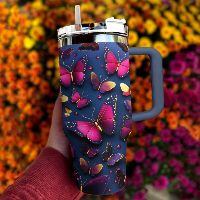 Butterfly Garden Custom Stanley Quencher 40Oz Stainless Steel Tumbler With Handle - Image 2