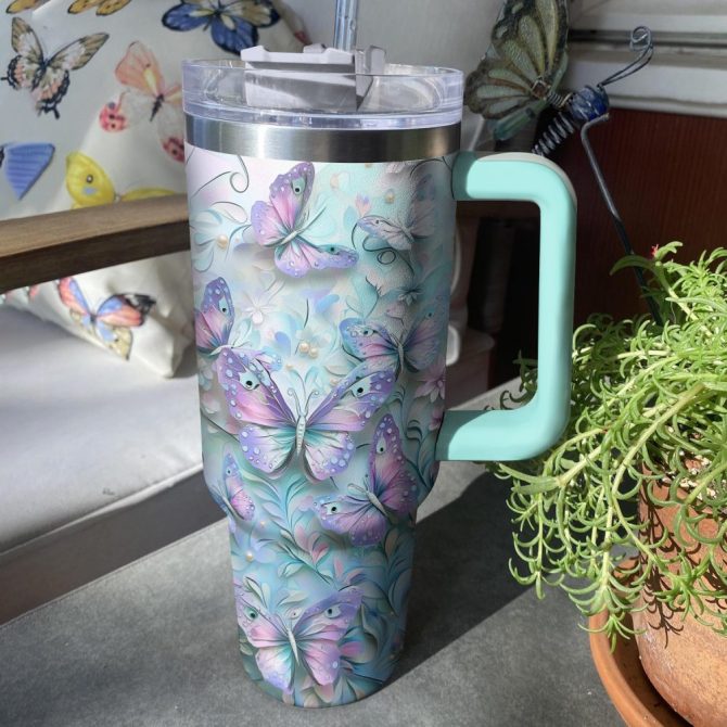 Butterfly Garden Custom Stanley Quencher 40Oz Stainless Steel Tumbler With Handle - Image 2