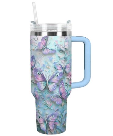 Butterfly Garden Custom Stanley Quencher 40Oz Stainless Steel Tumbler With Handle