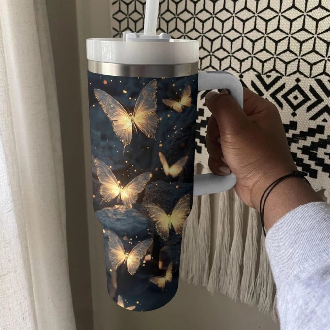 Butterfly Garden Custom Stanley Quencher 40Oz Stainless Steel Tumbler With Handle - Image 4