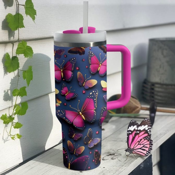 Butterfly Garden Custom Stanley Quencher 40Oz Stainless Steel Tumbler With Handle - Image 3