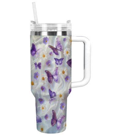 Butterfly Garden Custom Stanley Quencher 40Oz Stainless Steel Tumbler With Handle