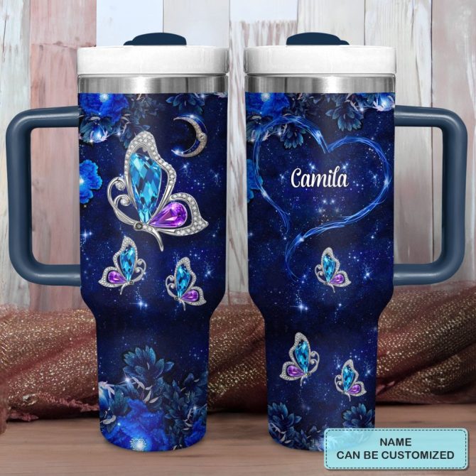 Butterfly Gems Custom Stanley Quencher 40Oz Stainless Steel Tumbler With Handle