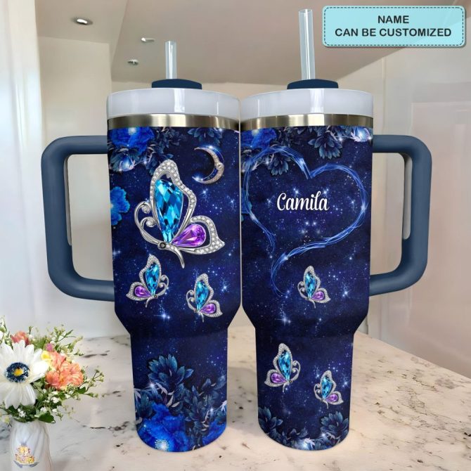 Butterfly Gems Custom Stanley Quencher 40Oz Stainless Steel Tumbler With Handle - Image 2