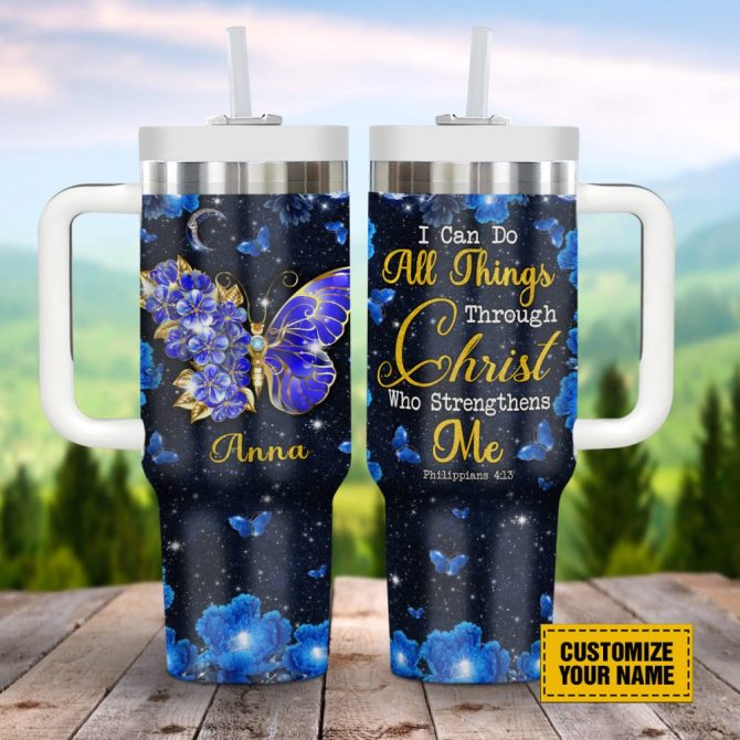 Butterfly Jewelry Faith Custom Stanley Quencher 40Oz Stainless Steel Tumbler With Handle