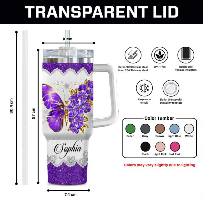 Butterfly Jewelry Faith Custom Stanley Quencher 40Oz Stainless Steel Tumbler With Handle - Image 9