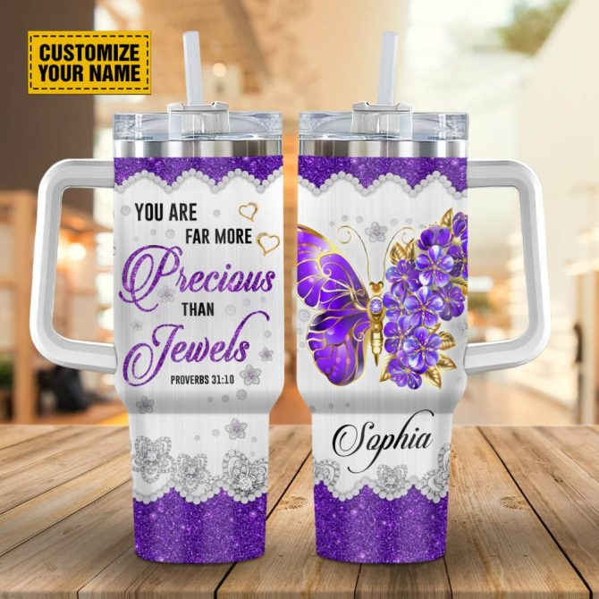 Butterfly Jewelry Faith Custom Stanley Quencher 40Oz Stainless Steel Tumbler With Handle - Image 2
