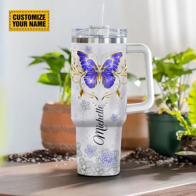 Butterfly Jewelry Faith Custom Stanley Quencher 40Oz Stainless Steel Tumbler With Handle - Image 3