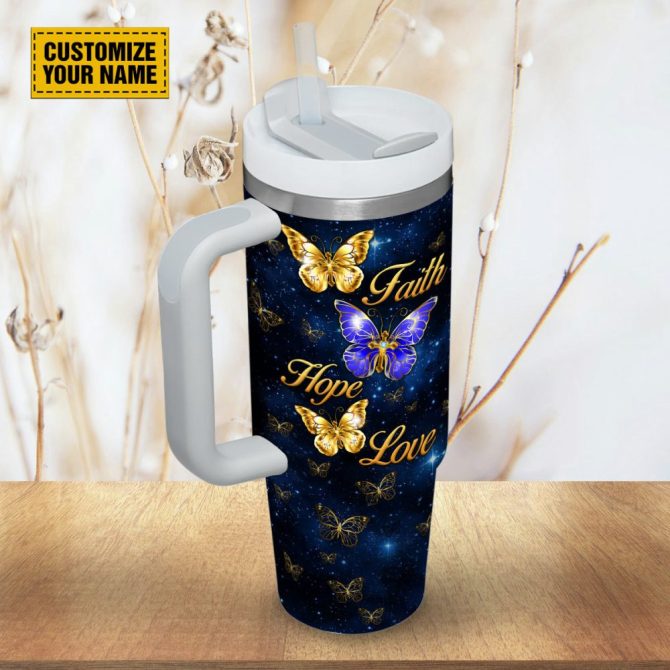 Butterfly Jewelry Faith Custom Stanley Quencher 40Oz Stainless Steel Tumbler With Handle - Image 3