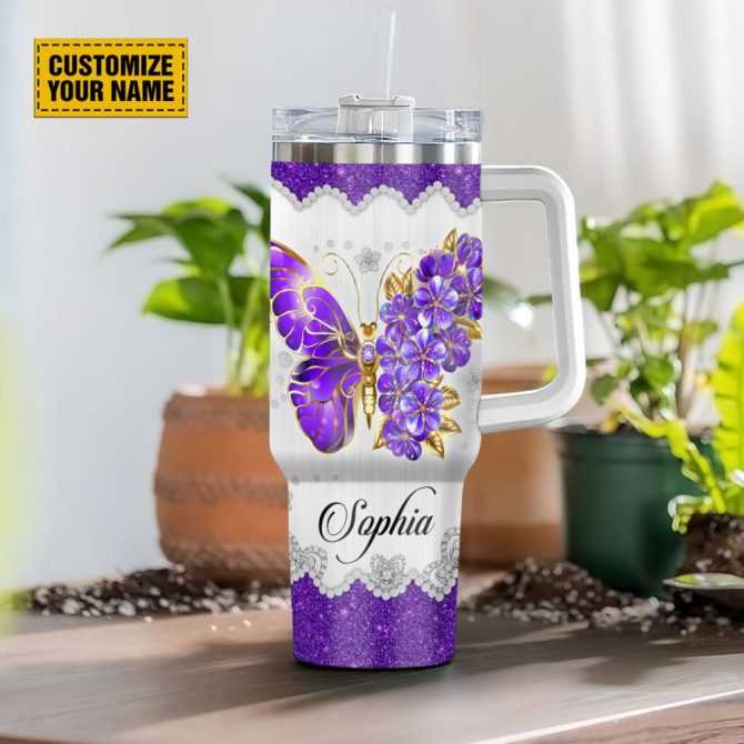 Butterfly Jewelry Faith Custom Stanley Quencher 40Oz Stainless Steel Tumbler With Handle - Image 3