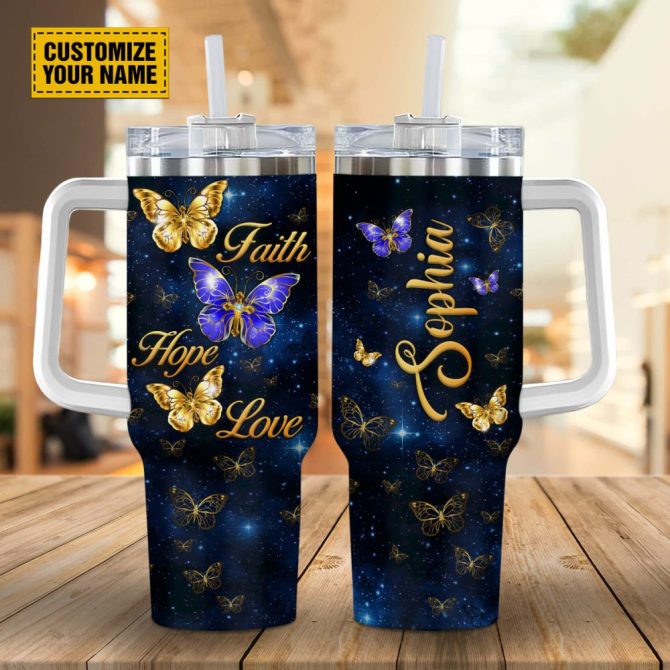Butterfly Jewelry Faith Custom Stanley Quencher 40Oz Stainless Steel Tumbler With Handle - Image 2