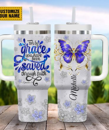 Butterfly Jewelry Faith Custom Stanley Quencher 40Oz Stainless Steel Tumbler With Handle