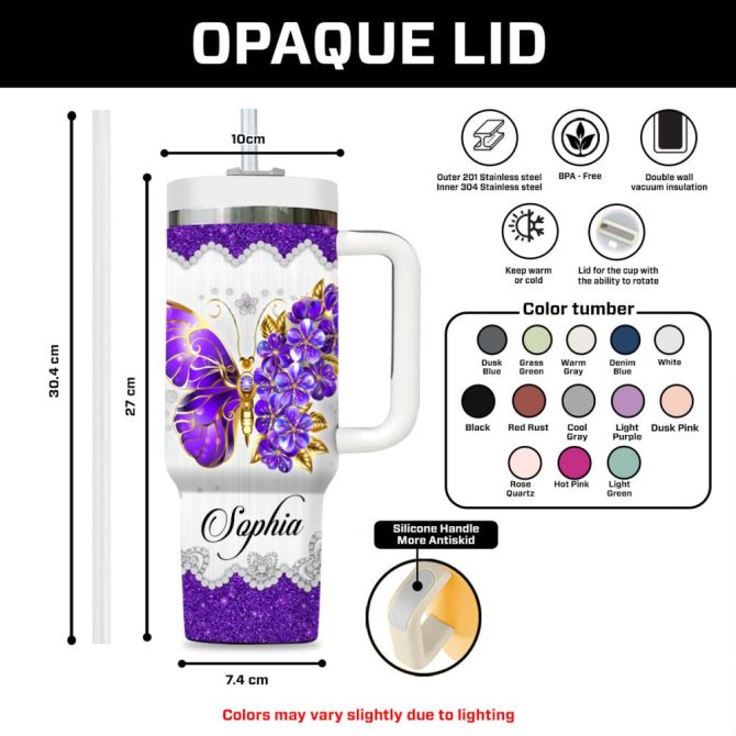 Butterfly Jewelry Faith Custom Stanley Quencher 40Oz Stainless Steel Tumbler With Handle - Image 8