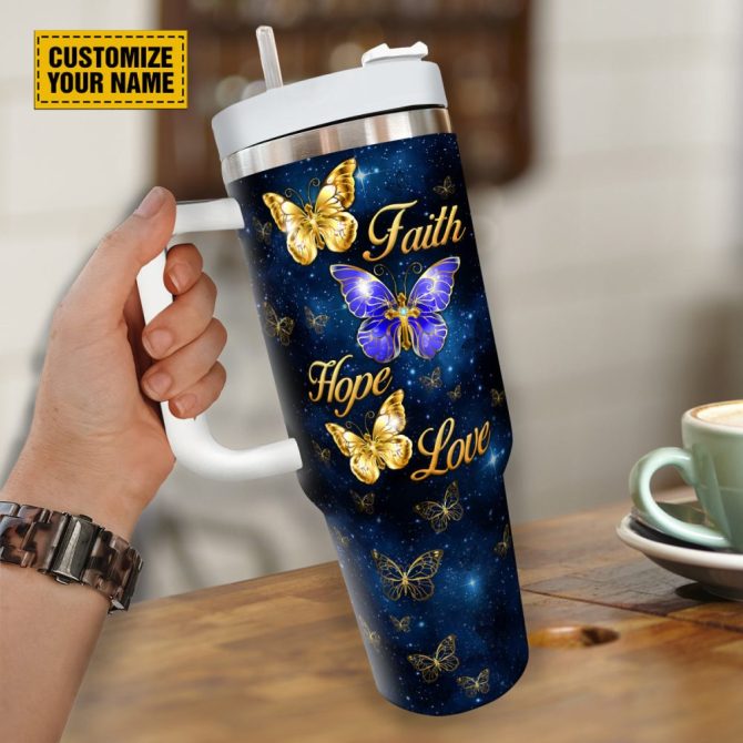 Butterfly Jewelry Faith Custom Stanley Quencher 40Oz Stainless Steel Tumbler With Handle - Image 4
