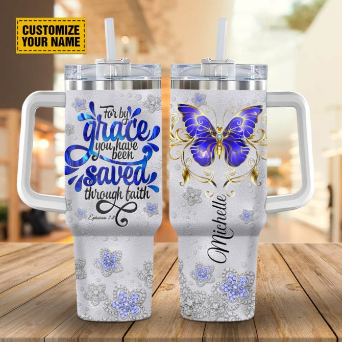 Butterfly Jewelry Faith Custom Stanley Quencher 40Oz Stainless Steel Tumbler With Handle - Image 2