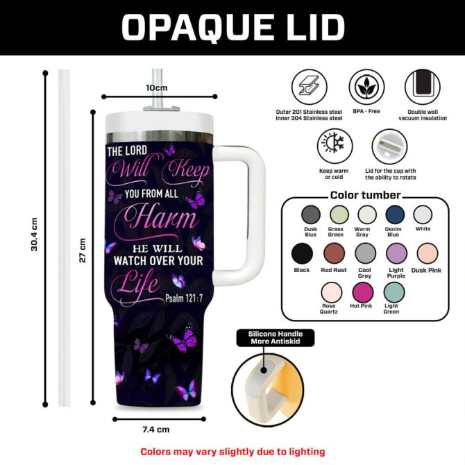 Butterfly Purple Faith Custom Stanley Quencher 40Oz Stainless Steel Tumbler With Handle - Image 8