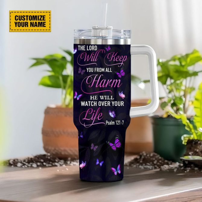 Butterfly Purple Faith Custom Stanley Quencher 40Oz Stainless Steel Tumbler With Handle - Image 3