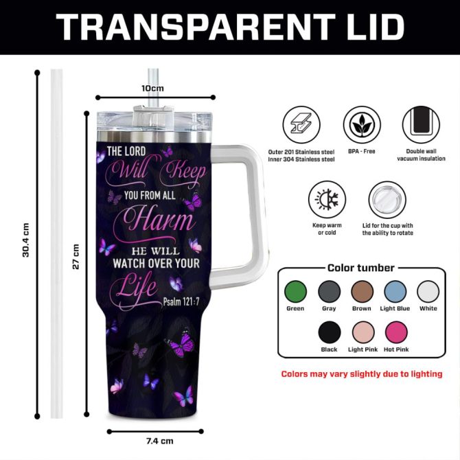 Butterfly Purple Faith Custom Stanley Quencher 40Oz Stainless Steel Tumbler With Handle - Image 9