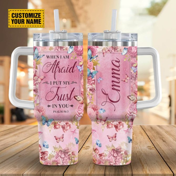 Butterfly Rose Faith Custom Stanley Quencher 40Oz Stainless Steel Tumbler With Handle - Image 2