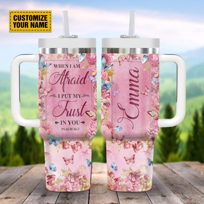 Butterfly Rose Faith Custom Stanley Quencher 40Oz Stainless Steel Tumbler With Handle