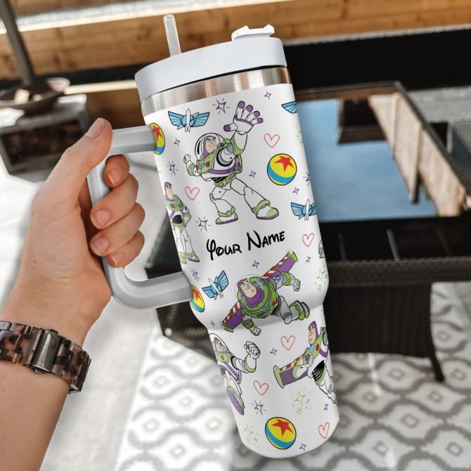 Buzz Lightyear Toy Story Disney Cartoon Custom Stanley Quencher 40Oz Stainless Steel Tumbler With Handle - Image 2