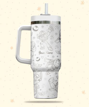 Buzz Lightyear Toy Story Disney Cartoon Custom Stanley Quencher 40Oz Stainless Steel Tumbler With Handle
