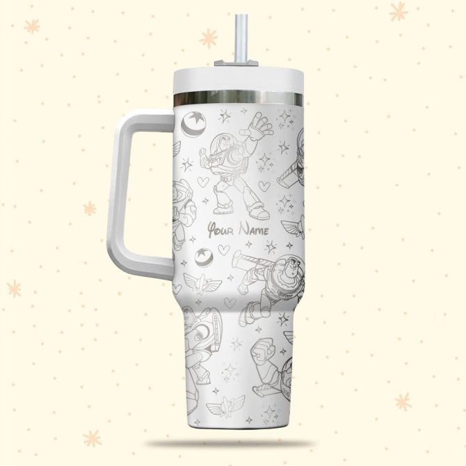 Buzz Lightyear Toy Story Disney Cartoon Custom Stanley Quencher 40Oz Stainless Steel Tumbler With Handle