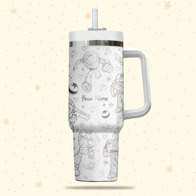 Buzz Lightyear Toy Story Disney Cartoon Custom Stanley Quencher 40Oz Stainless Steel Tumbler With Handle - Image 2