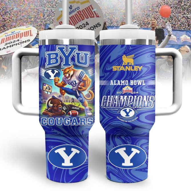 Byu Cougars Ncaa Sports Custom Stanley Quencher 40Oz Stainless Steel Tumbler With Handle