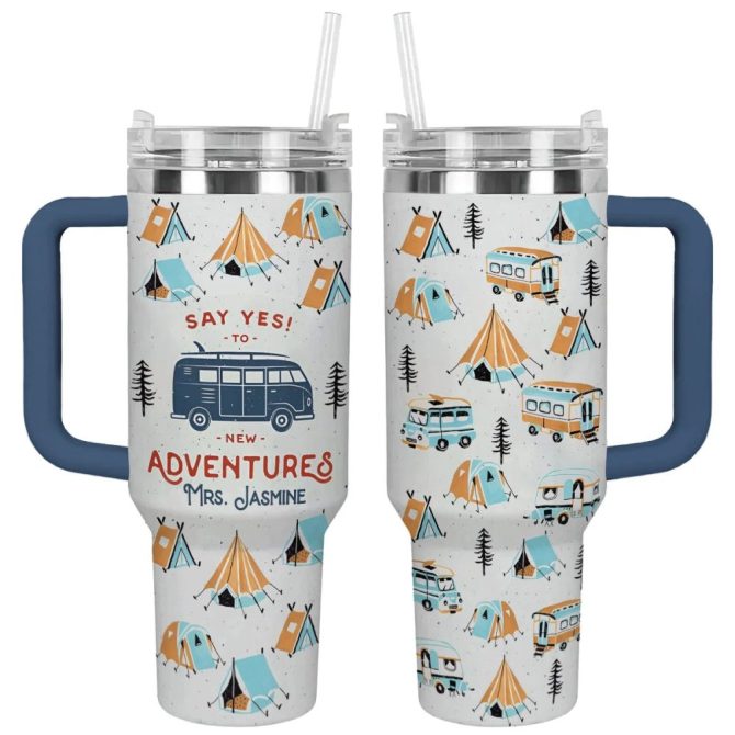Camp Custom Stanley Quencher 40Oz Stainless Steel Tumbler With Handle