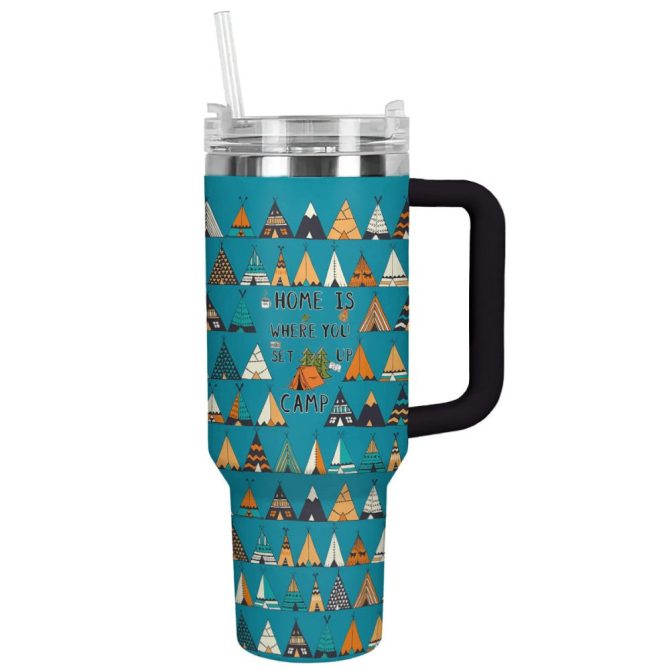 Camp Custom Stanley Quencher 40Oz Stainless Steel Tumbler With Handle