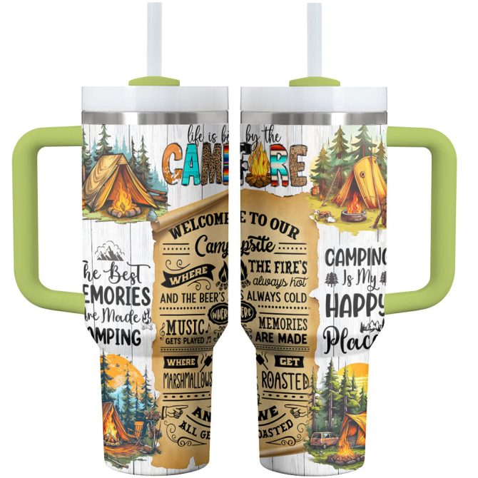Camp Custom Stanley Quencher 40Oz Stainless Steel Tumbler With Handle