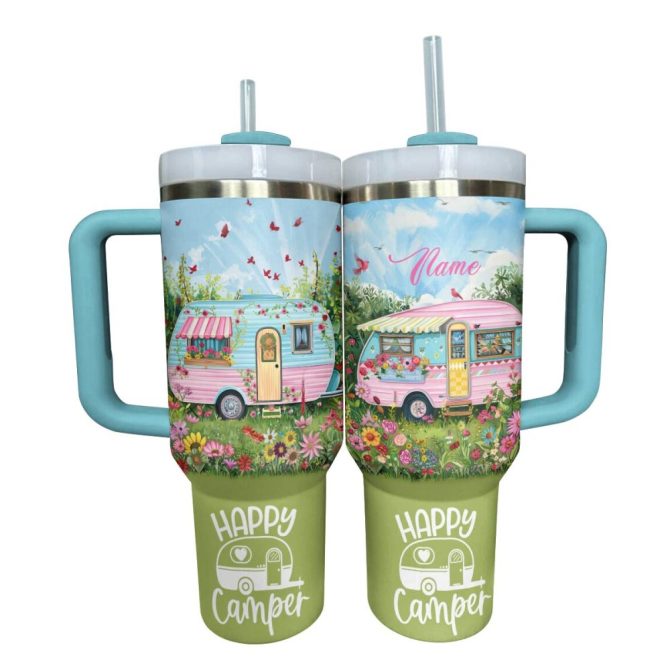 Camp Custom Stanley Quencher 40Oz Stainless Steel Tumbler With Handle