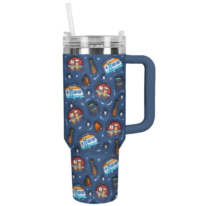 Camp Custom Stanley Quencher 40Oz Stainless Steel Tumbler With Handle