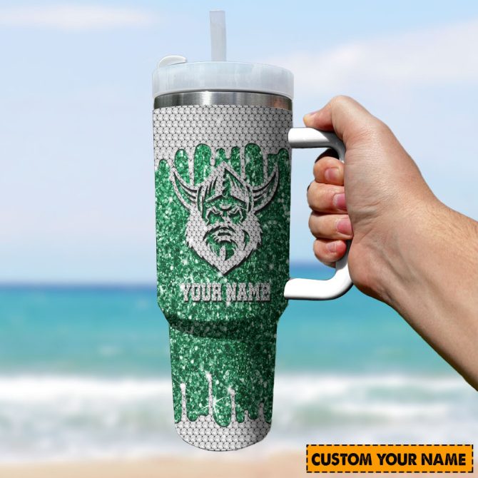 Canberra Raiders Nrl Sports Glitter Custom Stanley Quencher 40Oz Stainless Steel Tumbler With Handle - Image 3